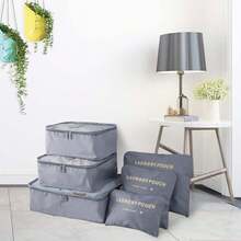 6pcs Packing Cubes Luggage Storage Organiser Travel Compression Suitcase Bags - Rose Red - View 2