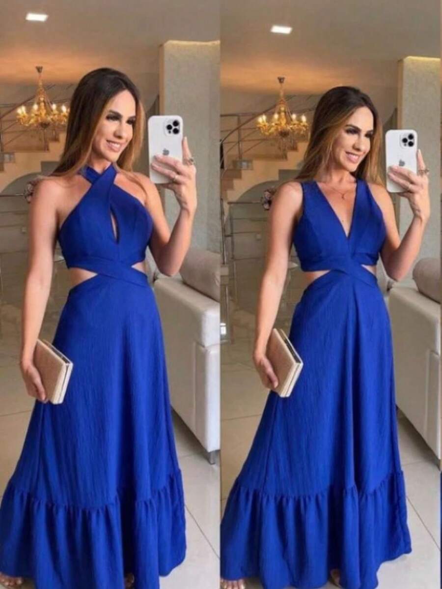 Women Dresses - 寶藍色 - 查看 1