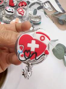 1 Stück Cartoon Krankenschwester Ausweishalter mit Stethoskop, Maske, Medizinbox, Zähne, Pillen und Krankenschwestern-Uniform Design, einziehbarer Ausweishalter mit leicht zu benutzender Befestigung, süßer ID-Halter, Geschenk für Ärzte und Krankenschwestern, Auto-Accessoires, Taschenbaumler, Schule, Goth Y2k - Verschiedenfarbig - Übersicht 23