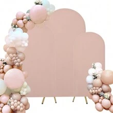 Set Of 3 | Spandex Wedding Arch Cover, 2-Sided Fitted Round Top Chiara Backdrop Stand Covers For Wedding Birthday Party Shower Banquet Arch Decoration