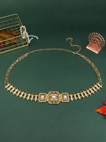 1入摩洛哥復古合金腰鍊,鑲有鑽石及子彈造型吊墜,可調節長度,適用於新娘婚禮身體珠寶飾品配飾類 - 107cm腰鏈 - 查看 1