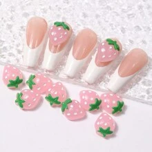 10 件 3D 粉色树脂草莓指甲饰 指甲装饰 适用于 DIY 工艺品和美甲 指甲配件 指甲宝石 美甲用品 指甲 - 粉色 - 查看 8