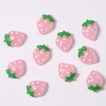 10 件 3D 粉色树脂草莓指甲饰 指甲装饰 适用于 DIY 工艺品和美甲 指甲配件 指甲宝石 美甲用品 指甲 - 粉色 - 查看 4