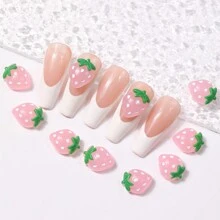 10 件 3D 粉色树脂草莓指甲饰 指甲装饰 适用于 DIY 工艺品和美甲 指甲配件 指甲宝石 美甲用品 指甲 - 粉色 - 查看 7
