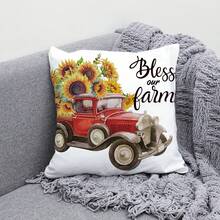 1 Miếng Hoa Hướng dương Và Ô tô/xe hơi Mẫu Số In ấn Polyester Trang trí Vỏ gối Đối với Phòng khách , Phòng ngủ , Sofa ( Cái gối Không bao gồm ) Với Ẩn giấu Dây kéo - Nhiều màu - Xem 5