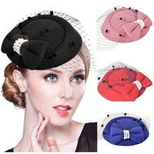 Elegante sombrero de pastillero vintage con clip para el cabello, sombrero fascinator para mujeres, sombrero de cóctel, accesorio para fiestas y eventos de té - Multicolor - Ver 8