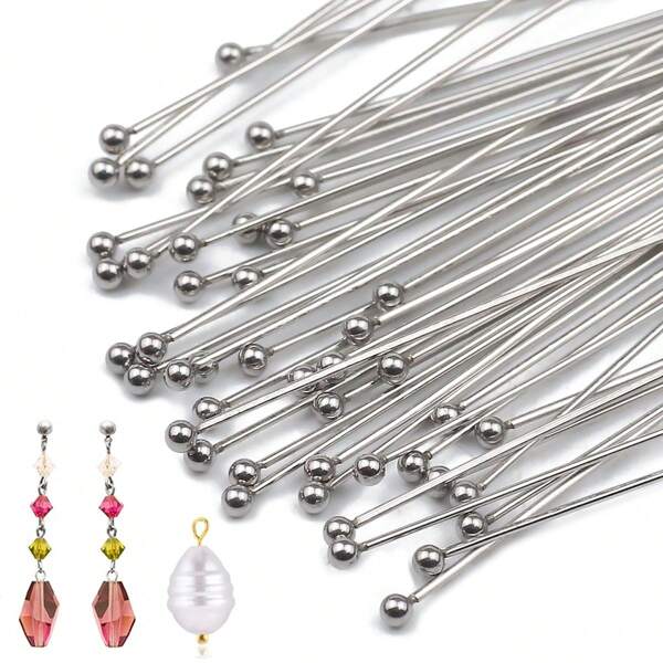 100 pièces Aiguilles de perles en acier inoxydable et fer de 20-50 mm, indéfectibles, pliables, coupables, fournitures de fabrication de bijoux DIY