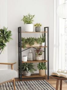 VASAGLE Étagère à 4 niveaux, Bibliothèque avec structure en acier, hauteur 120 cm, pour salon, bureau, entrée, style industriel, Marron Rustique et Noir - Tabac - Voir 3
