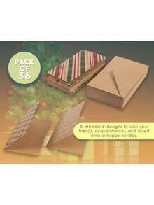 Paper Junkie 36-Pack Merry Christmas Greeting Cards Bulk Box Set - Winter Holiday Xmas Greeting Cards With Yuletide Elements, Envelopes Included, 4 X 6 Inches - màu nâu - Xem 4
