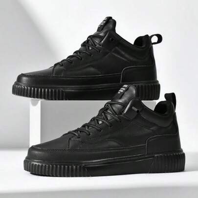 男款中筒厚底防滑時尚純色多用運動鞋,輕巧休閒運動步行鞋