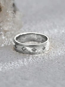 Charm-In 日常飾品1枚銀色星形鑽石戒指,適合女性 - 銀色 - 查看 3