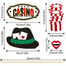 24pcs Las Vegas Poker Night Party Photo Booth Props Set With Cardstock Props - Multicolor - View 6