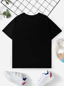 酷炫且時尚的少年夏季休閒標語印花圓領t恤