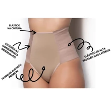 KIT 2 Calcinhas Cinta Modeladora (P ao 52) Plus Size | Pós Parto Cinta Cós Alto Não Marca Culote Vestido Abdominal - Preto - Visão 4