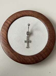 1 件时尚性感个性化十字架吊坠不锈钢肚脐环，简约百搭珠宝，适合情侣、网红、夜总会、派对、情人节、新年、日常佩戴 - 銀色 - 查看 1