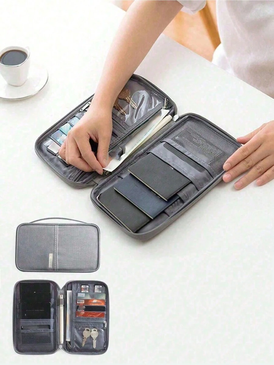 Travel Wallet For Passport Holder Waterproof Document Case Organizer Travel Accessories Cover - Grey - View 1