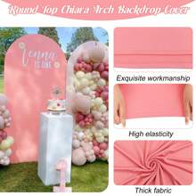 1pc Spandex Wedding Arch Cover, 2-Sided Fitted Round Top Chiara Backdrop Stand Covers For Wedding Birthday Party Shower Banquet Arch Decoration - 塵土飛揚的玫瑰 - 查看 9