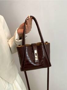 咖啡棕pu優雅時尚簡約鱷魚皮肩袋,內部裝有隔層和扣細節,適合女性日常上下班、購物、旅遊、沙灘、派對、晚餐、化妝用具包。作為送禮物給女友、生日、節日和時尚派對的理想之選。 - 咖啡棕 - 查看 3