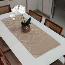 Caminho Trilho De Mesa Decorativo Jacquard 1,40m X 0,50m - Várias Cores - Caqui - Visão 3