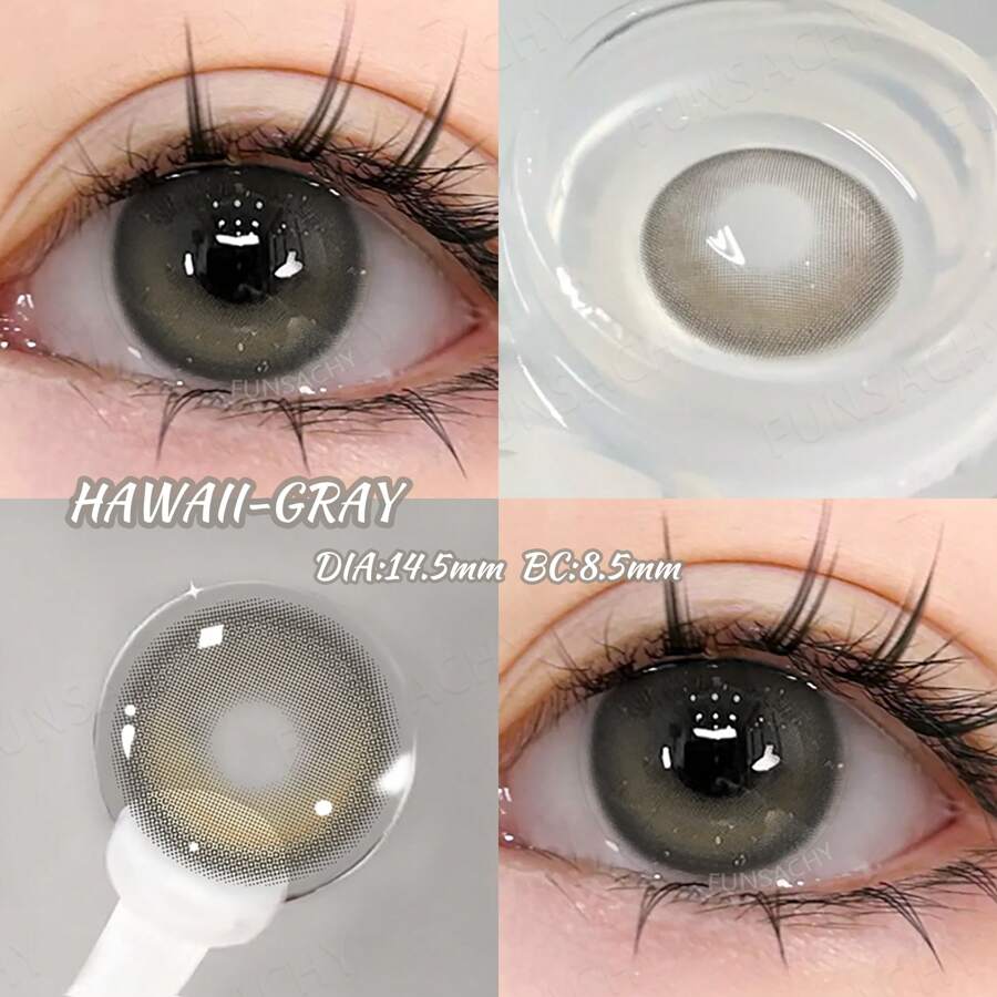 FUNSACHY Series Soft Contact Lenses, Green Color Contacts, Eye Makeup 14.5mm Grey-Brown Eye Makeup, Annual Use
