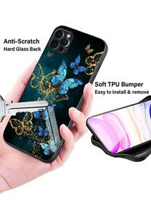 A Phone Case Slim Shockproof Scratch-Resistant,Tempered Glass Hardess Case Soft TPU Frame Exquisite Pattern Protective Phone Case Compatible With IPhone/Huawei/Samsung/Xiaomi/OPPO/OnePlus