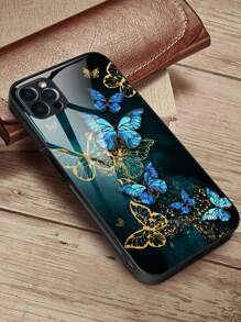 A Phone Case Slim Shockproof Scratch-Resistant,Tempered Glass Hardess Case Soft TPU Frame Exquisite Pattern Protective Phone Case Compatible With IPhone/Huawei/Samsung/Xiaomi/OPPO/OnePlus
