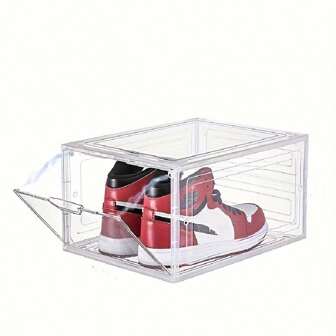 Upgraded Stackable Transparent Shoe Box, Display Storage Box, Clear Plastic Drawer Shoe Box, Shoe Rack, Shoe Cabinet, Suitable For Office & Home Display And Storage, Transparent, Black