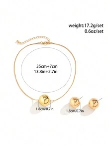 3pcs Vintage Simple Ccb Bead Pendant Necklace & Earrings Set, Women's Fashion Jewelry Kit - Silver - View 7