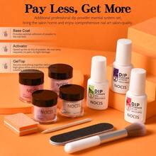 11入組粉末狀美甲套裝對於初學者,4色透明裸色顏色金屬亮絲粉末狀系統液體成套工具帶15ml底座和適用於法語指甲片DIY沙龍 - 藍色 - 查看 2