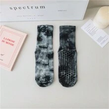 Calcetines deportivos antideslizantes para mujer para deportes al aire libre, calcetines de silicona antideslizantes de longitud media para pilates, calcetines de yoga tie-dye, calcetines transpirables para correr para el hogar, el gimnasio y el yoga