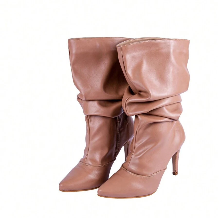 Women Mid-Calf Boots - Màu be - Xem 1