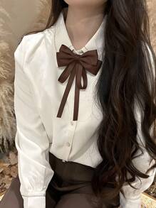 1pc Women's Ribbon Bow Tie Collar Brooch With Butterfly Decoration, Suitable For Daily Life - Multicolor - View 6