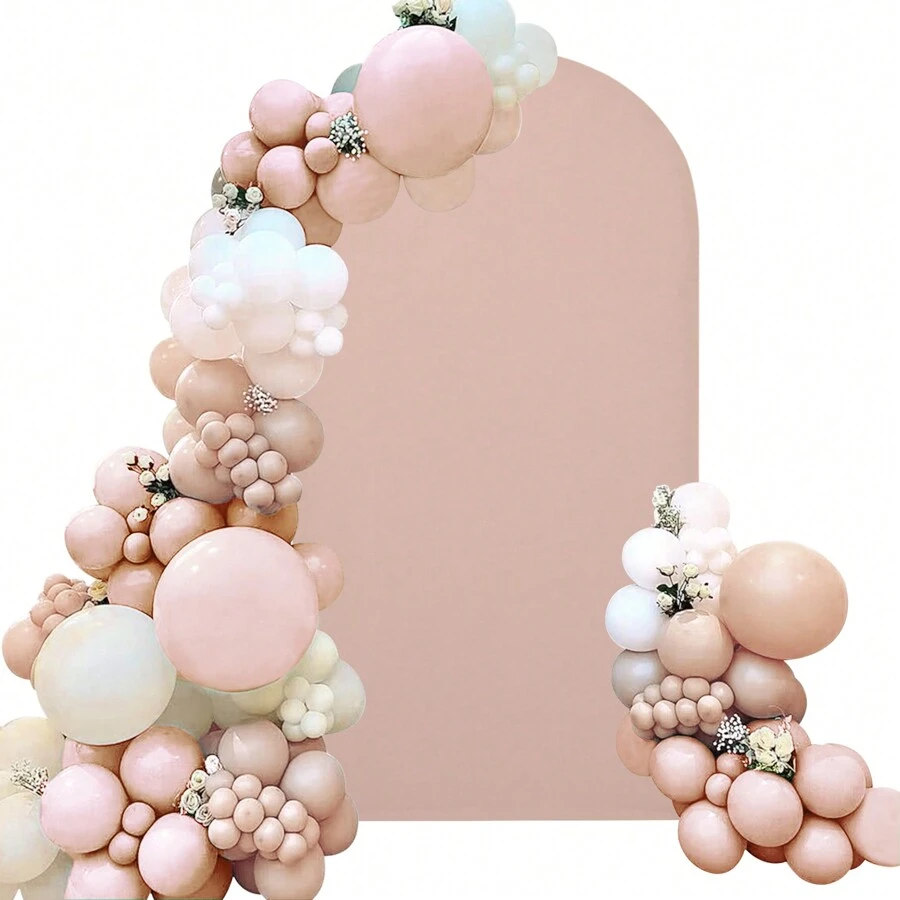 1pc Spandex Wedding Arch Cover, 2-Sided Fitted Round Top Chiara Backdrop Stand Covers For Wedding Birthday Party Shower Banquet Arch Decoration - 裸色 - 查看 1
