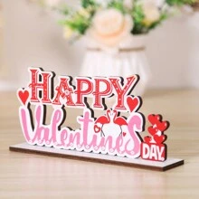 1pc New Valentine's Day D&e Wood Letter Craft Decoration Diy Wooden Ornament For Festival Home Party Dinner Table Props And Scene Dressing - Pink - View 3