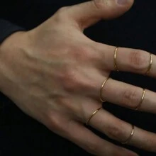 Set Di 6 Anelli Sottili In Acciaio Inossidabile Minimalista Per Uomo E Donna