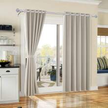1pc Long Curtain Rods, Telescoping Splicing 1 Inch Curtain Rod For Windows, Bedroom, Drapery Rods With Decorative Translucent Finials, Black/Sliver/Gold - Silver - View 7