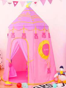 Castillo Plegable Para Niños y Niñas Casita De Campaña Para Princesas y Príncipes - Rosa - Ver 1