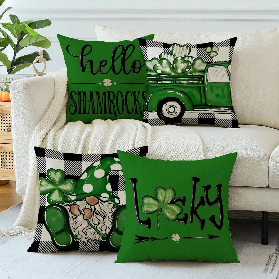 Hofdeco Lendenkissenbezug 'Coastal' – Grün-weißes Gingham Mit Fransen, Wasserabweisend, 30x50 Cm