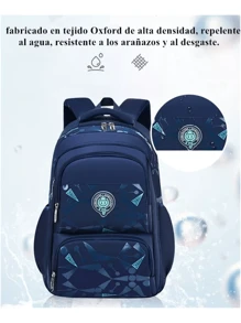 Mochila Escolar Impermeable Ortopédica Para Niños Primarios - Negro - Ver 7