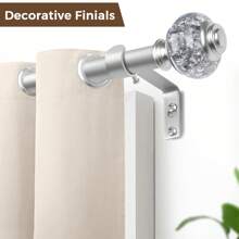 1pc Long Curtain Rods, Telescoping Splicing 1 Inch Curtain Rod For Windows, Bedroom, Drapery Rods With Decorative Translucent Finials, Black/Sliver/Gold - Silver - View 4