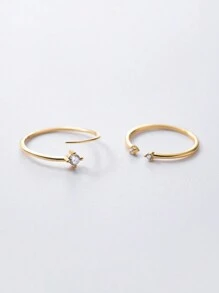 925 Sterling Silver Minimalist Cute Adjustable Ring, Unique Fashion Gold-Color Jewelry Accessory, Korean Style - Multicolor - View 5