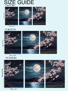 3入組美麗的夜景、月亮、花朵和水面藝術印刷品,適用於臥室、客廳、書房、餐廳、廚房、咖啡店、酒店牆壁裝飾,無框畫布油畫家居裝飾 - 彩色 - 查看 5