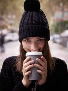 Women Beanie Hat - 黑色 - 查看 6