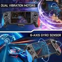 Switch Controller Compatible With Switch/Switch OLED, Rechargeable Plug-In Switch Controller, One Piece Ergonomic Grip Switch Controller For Handheld Mode With Turbo,Dual Vibration,6-Axis Motion Control. - Blue Red - View 6