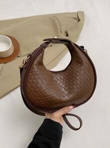 欧美时尚新款女士单肩包，百搭 PU 休闲手提包，优雅单肩包，个性手提包（可调节肩带，拉链开合，可容纳手机和简单化妆品，适合女士购物、约会等） - 咖啡棕 - 查看 9