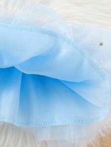 1pc Girls Lovely Princess Mesh Sparkle Star Moon Glitter Tutu Mini Skirt Fancy, Party/Birthday Gift, Suitable For Spring/Summer/Autumn/Winter - Blue - View 5