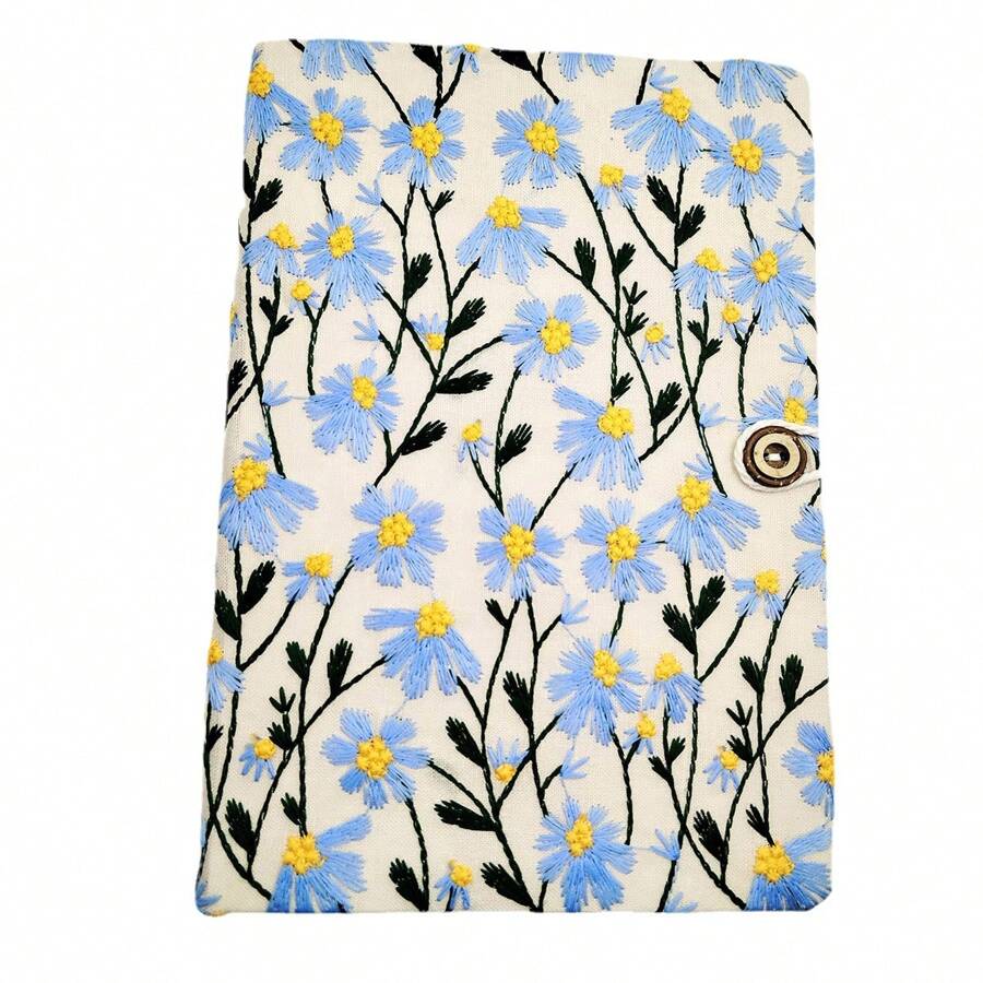 A5/a6 Cloth Art Horizontal Line Inner Page Notebook, Embroidery Thick Journal - Beige - View 1