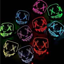 1 个 LED 发光面具，小丑设计恐怖面具，适合复活节、万圣节、狂欢派对 - 紅色 - 查看 5