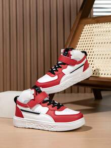 1 Đôi Giày Thể Thao Trẻ Em, Giày Trượt Ván Cổ Cao Mới Nâng Cấp, Giày Chạy Bộ Thường Ngày, Đa Năng Và Thời Trang, Thoáng Khí Và Thời Trang, Dành Cho Cả Bé Trai Và Bé Gái - Đỏ và trắng - Xem 4