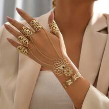 1 件哥特朋克风格夸张个性化手指连接手链和手链 - 金色 - 查看 1